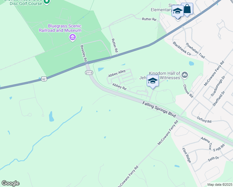 map of restaurants, bars, coffee shops, grocery stores, and more near Falling Springs Boulevard in Versailles