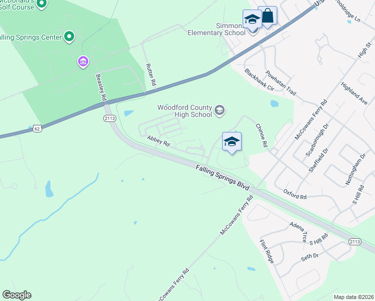 map of restaurants, bars, coffee shops, grocery stores, and more near 158 Abbey Road in Versailles