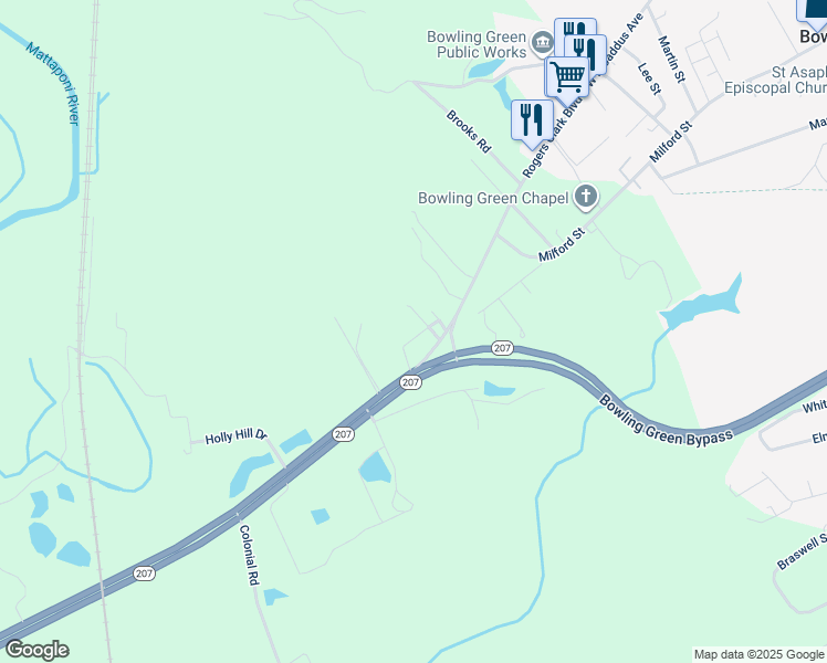 map of restaurants, bars, coffee shops, grocery stores, and more near 16206 Melville Lane in Bowling Green
