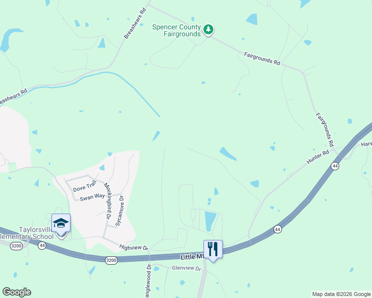 map of restaurants, bars, coffee shops, grocery stores, and more near 500 Progressive Drive in Taylorsville