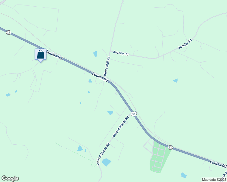 map of restaurants, bars, coffee shops, grocery stores, and more near 19394 Louisa Road in Louisa