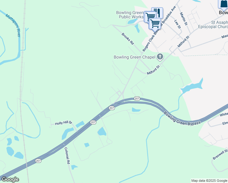 map of restaurants, bars, coffee shops, grocery stores, and more near 16196 Melville Lane in Bowling Green