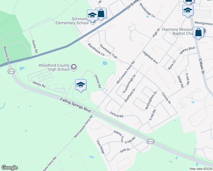 map of restaurants, bars, coffee shops, grocery stores, and more near Ridge View Road in Versailles