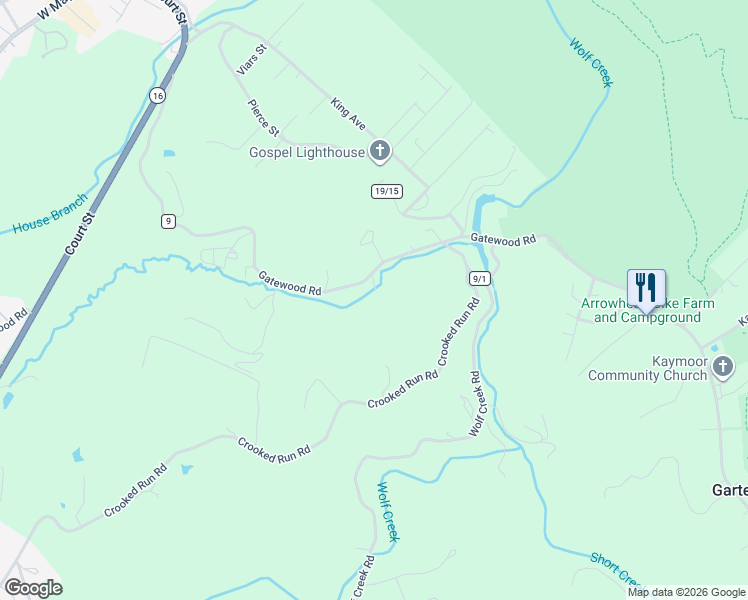 map of restaurants, bars, coffee shops, grocery stores, and more near Gatewood Road in Fayetteville