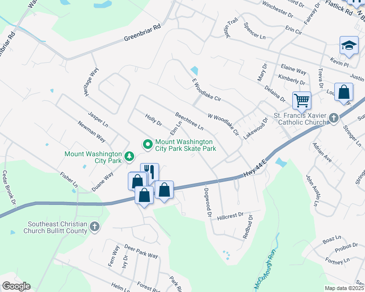 map of restaurants, bars, coffee shops, grocery stores, and more near 310 Boxwood Run in Mount Washington