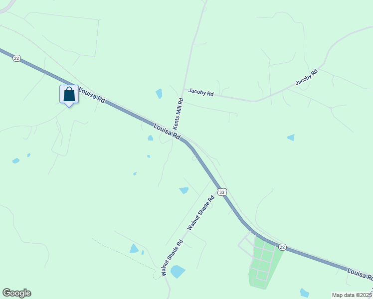 map of restaurants, bars, coffee shops, grocery stores, and more near 19342 Louisa Road in Louisa