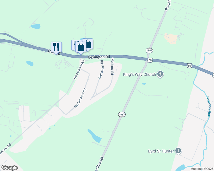 map of restaurants, bars, coffee shops, grocery stores, and more near 275 Heritage Road in Versailles