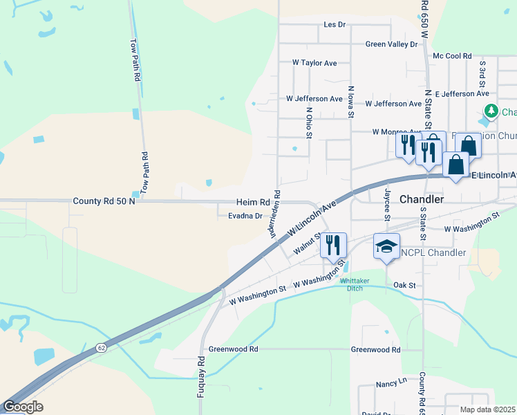 map of restaurants, bars, coffee shops, grocery stores, and more near 7005A Heim Road in Chandler