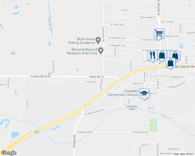 map of restaurants, bars, coffee shops, grocery stores, and more near 7005A Heim Road in Chandler