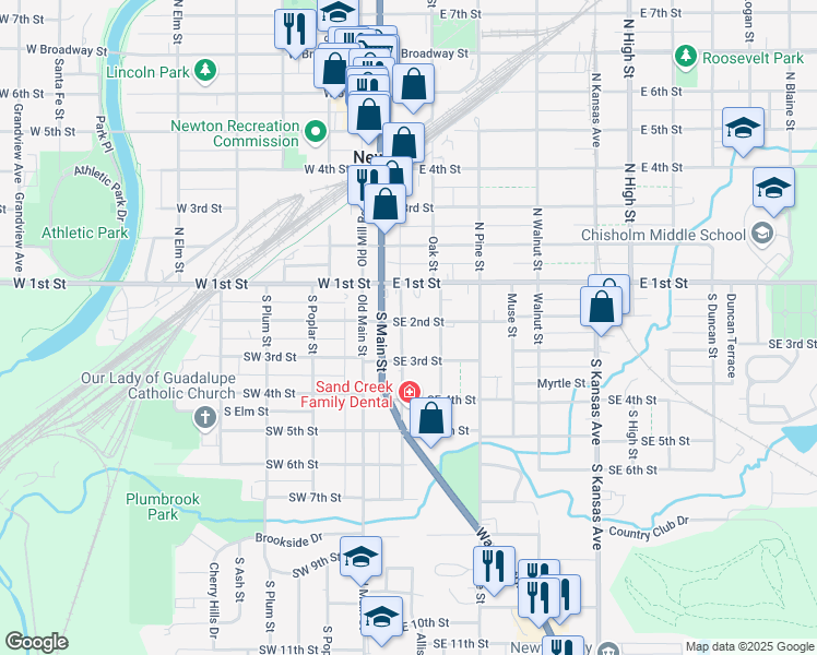 map of restaurants, bars, coffee shops, grocery stores, and more near 200 Allison Street in Newton