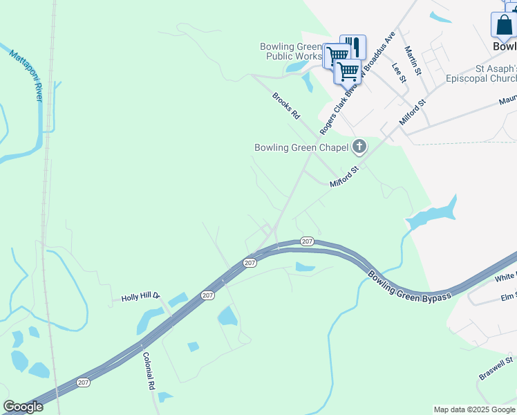 map of restaurants, bars, coffee shops, grocery stores, and more near 16192 Melville Lane in Bowling Green