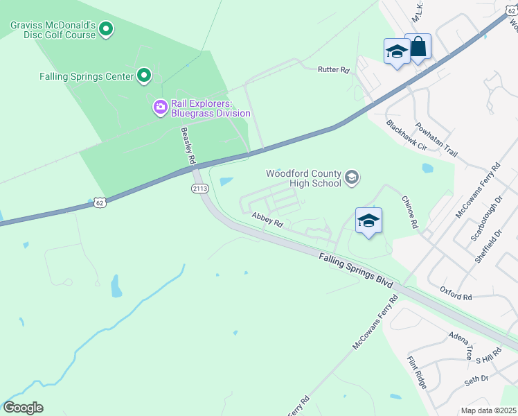 map of restaurants, bars, coffee shops, grocery stores, and more near 221 Abbey Road in Versailles