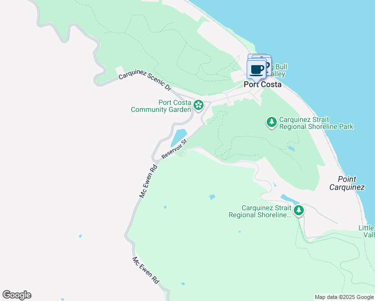 map of restaurants, bars, coffee shops, grocery stores, and more near Carquinez Scenic Drive in Port Costa