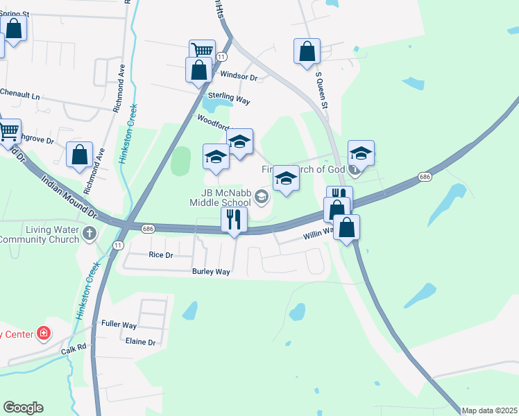map of restaurants, bars, coffee shops, grocery stores, and more near 3570 Indian Mound Drive in Mount Sterling