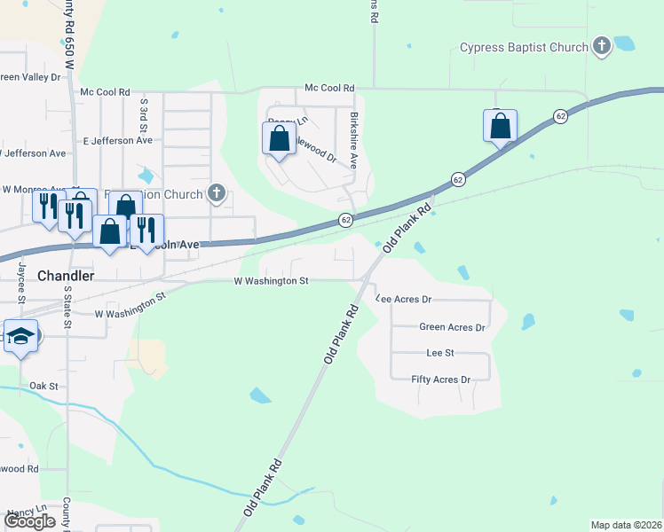 map of restaurants, bars, coffee shops, grocery stores, and more near 791-899 East Washington Avenue in Chandler