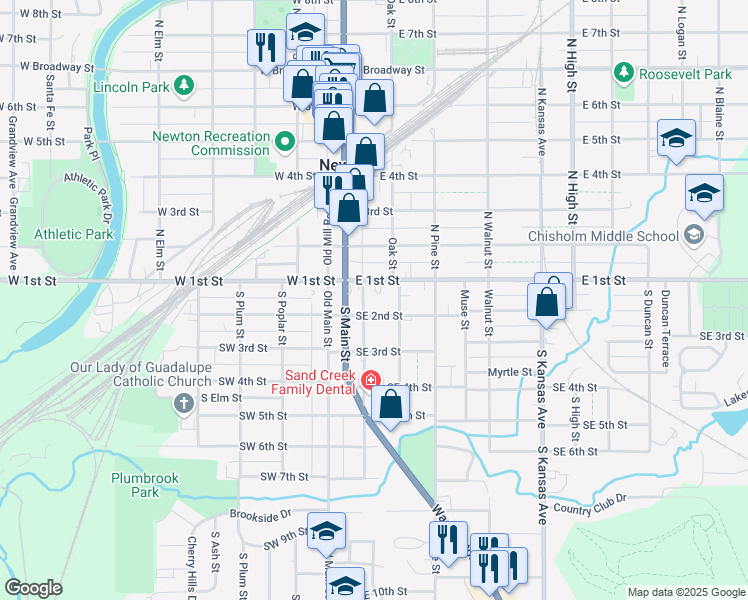map of restaurants, bars, coffee shops, grocery stores, and more near 200 Allison Street in Newton