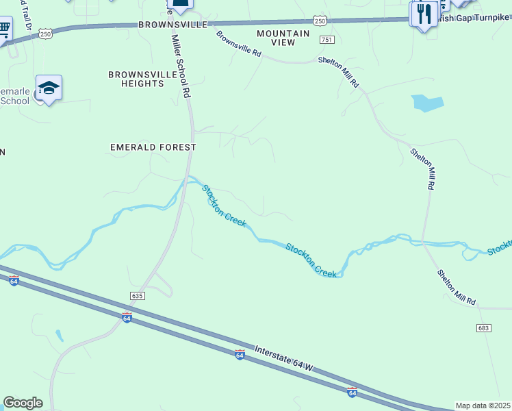 map of restaurants, bars, coffee shops, grocery stores, and more near 5596 Fitzgerald Rd in Charlottesville