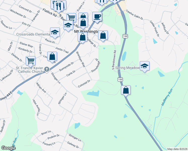 map of restaurants, bars, coffee shops, grocery stores, and more near in Mount Washington