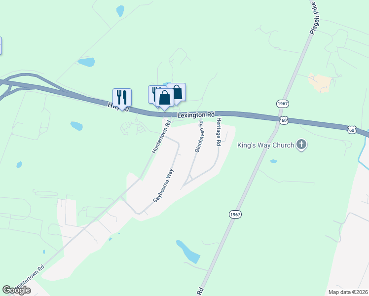 map of restaurants, bars, coffee shops, grocery stores, and more near 5 Glenhaven Road in Versailles