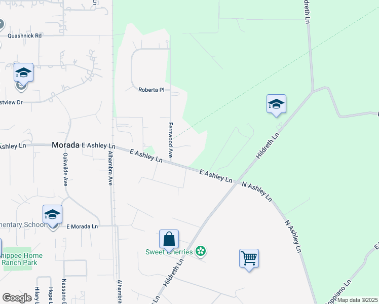 map of restaurants, bars, coffee shops, grocery stores, and more near 9800 Fernwood Avenue in Stockton