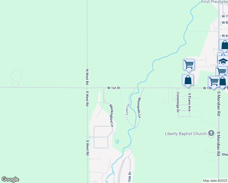 map of restaurants, bars, coffee shops, grocery stores, and more near 3105 West 1st Street in Newton