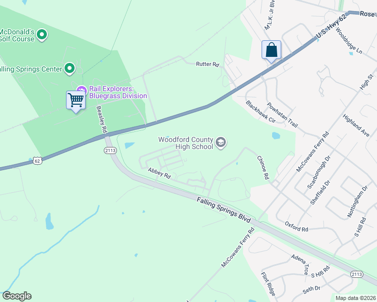 map of restaurants, bars, coffee shops, grocery stores, and more near 273 Abbey Road in Versailles