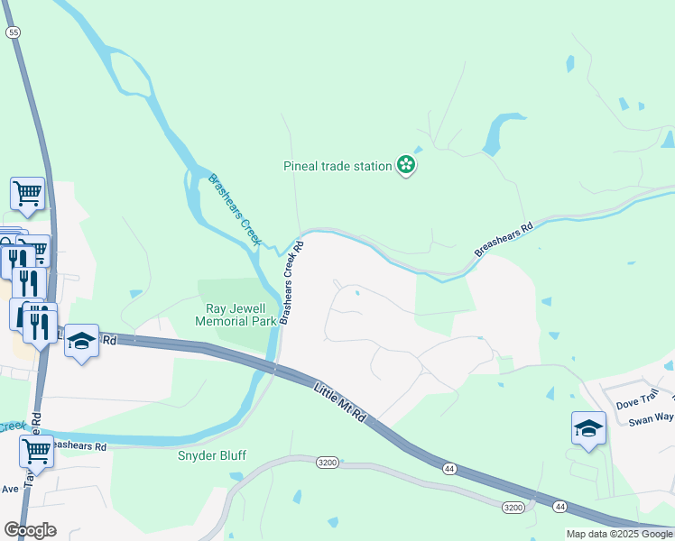 map of restaurants, bars, coffee shops, grocery stores, and more near 28 Plantation Court in Taylorsville