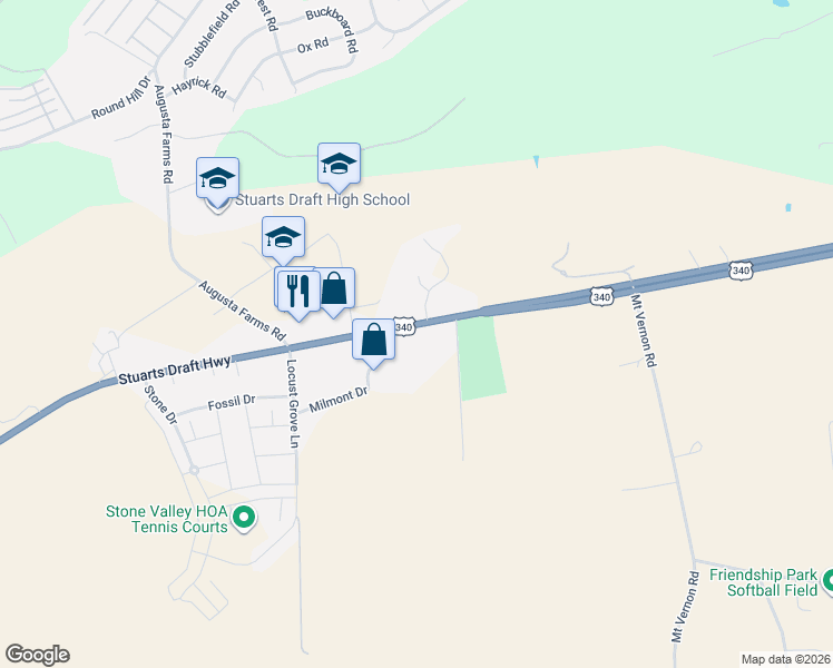 map of restaurants, bars, coffee shops, grocery stores, and more near 3359 Stuarts Draft Highway in Waynesboro
