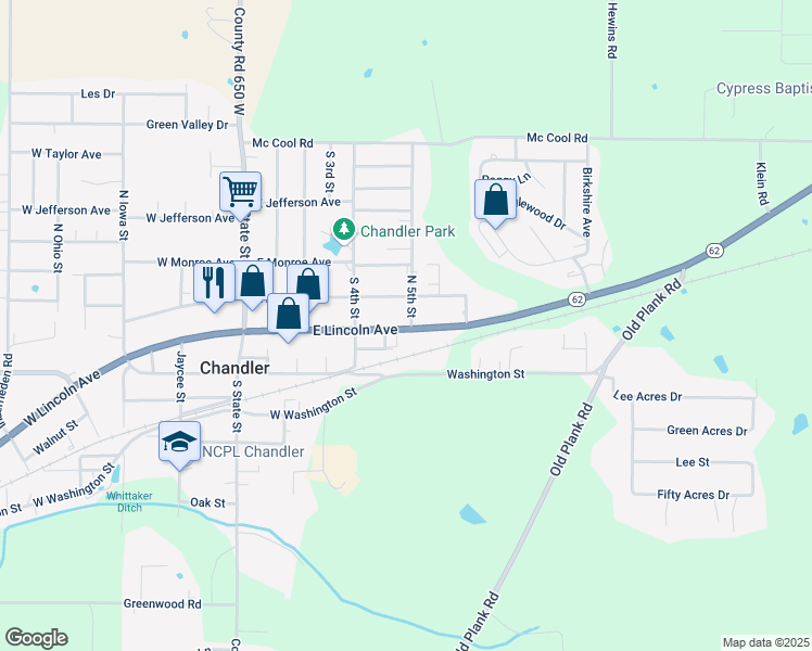 map of restaurants, bars, coffee shops, grocery stores, and more near 542 East Lincoln Avenue in Chandler