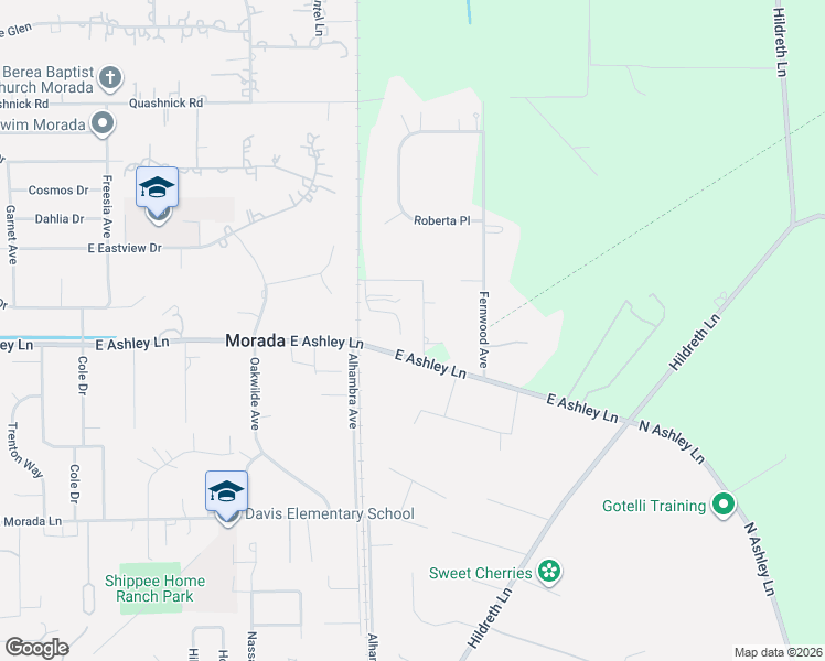 map of restaurants, bars, coffee shops, grocery stores, and more near 9935 Hazel Road in Stockton