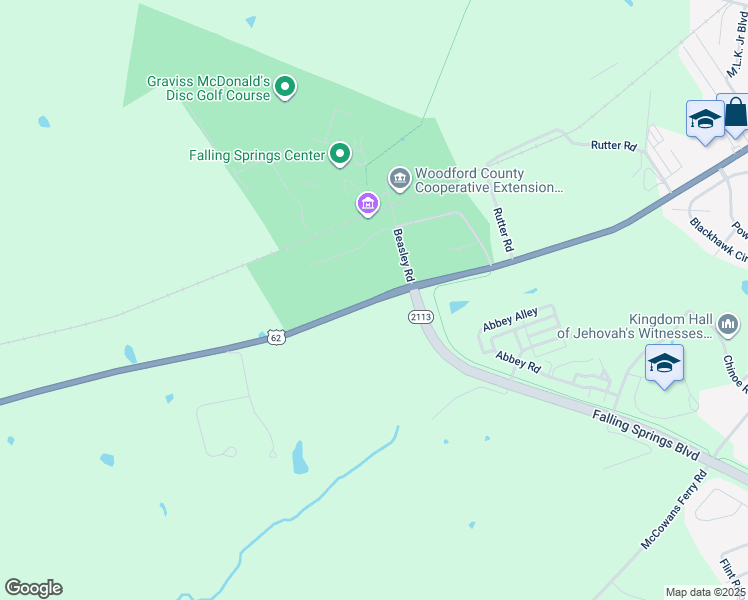 map of restaurants, bars, coffee shops, grocery stores, and more near 1500 Lawrenceburg Road in Versailles