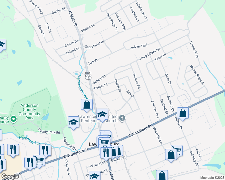 map of restaurants, bars, coffee shops, grocery stores, and more near 210 Diamond Street in Lawrenceburg