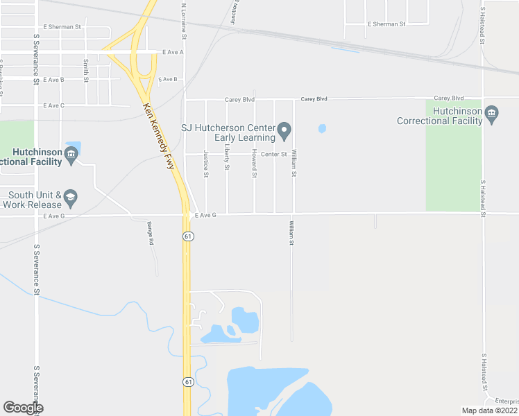 map of restaurants, bars, coffee shops, grocery stores, and more near 624 Howard Street in Hutchinson