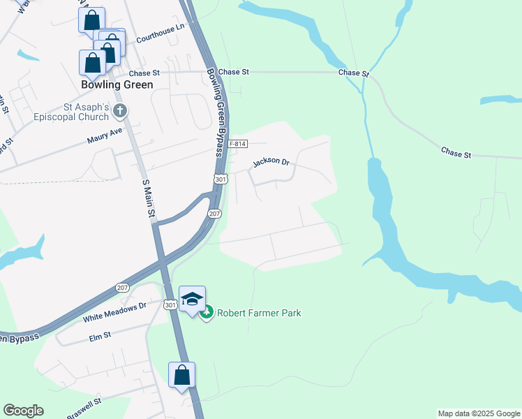 map of restaurants, bars, coffee shops, grocery stores, and more near 16066 Harrison Way in Bowling Green