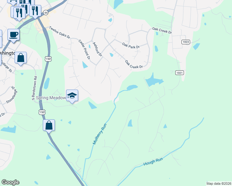 map of restaurants, bars, coffee shops, grocery stores, and more near 200 White Oak Court in Mount Washington