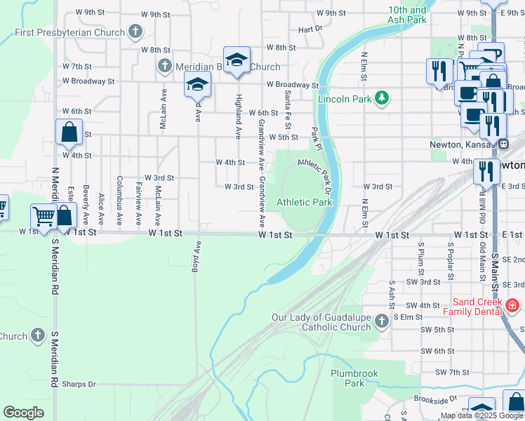 map of restaurants, bars, coffee shops, grocery stores, and more near 200 Grandview Avenue in Newton