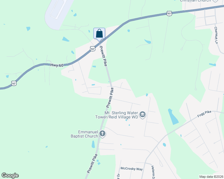 map of restaurants, bars, coffee shops, grocery stores, and more near 458 Prewitt Pike in Mount Sterling