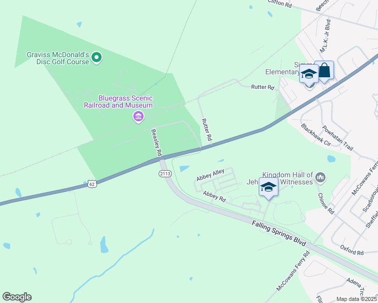 map of restaurants, bars, coffee shops, grocery stores, and more near 1150 Lawrenceburg Road in Versailles