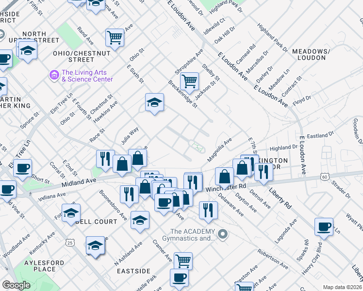 map of restaurants, bars, coffee shops, grocery stores, and more near 676 Triple Crown Circle in Lexington