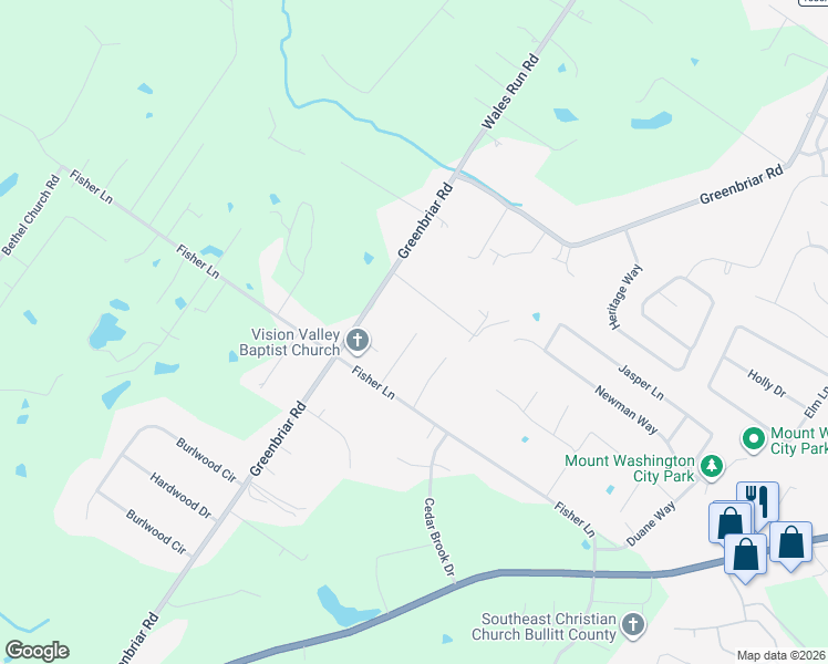 map of restaurants, bars, coffee shops, grocery stores, and more near 223 Shelley Court in Mount Washington