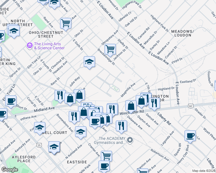 map of restaurants, bars, coffee shops, grocery stores, and more near 676 Triple Crown Circle in Lexington