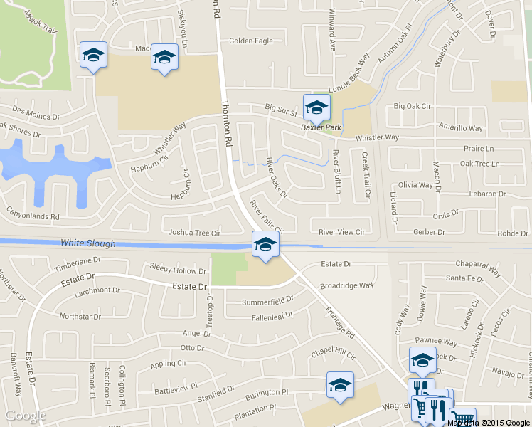 map of restaurants, bars, coffee shops, grocery stores, and more near 10140 River Falls Circle in Stockton