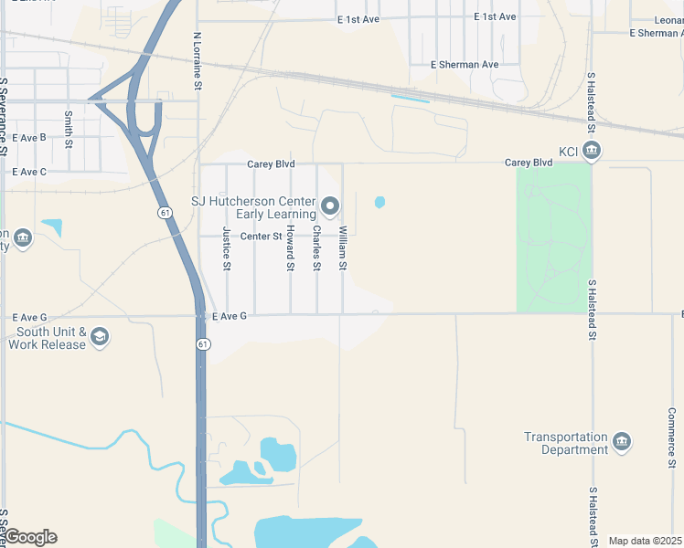 map of restaurants, bars, coffee shops, grocery stores, and more near 427 William Street in Hutchinson