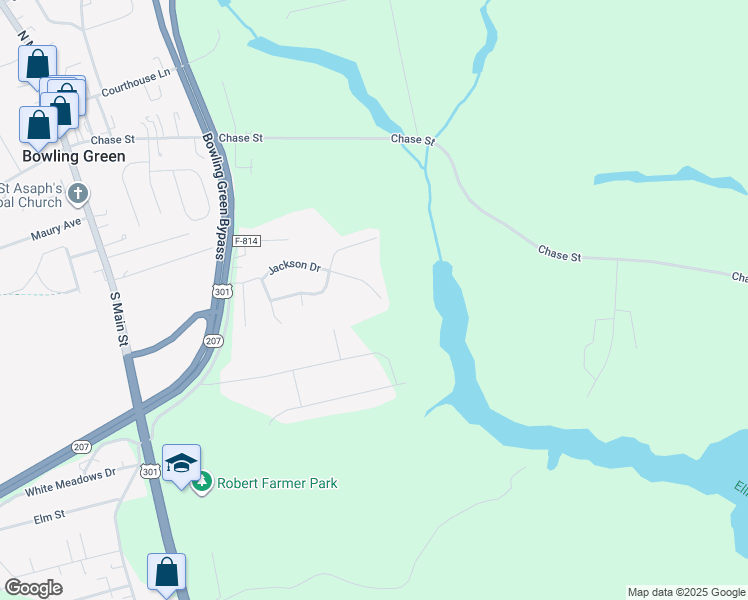 map of restaurants, bars, coffee shops, grocery stores, and more near 18092 Jackson Drive in Bowling Green