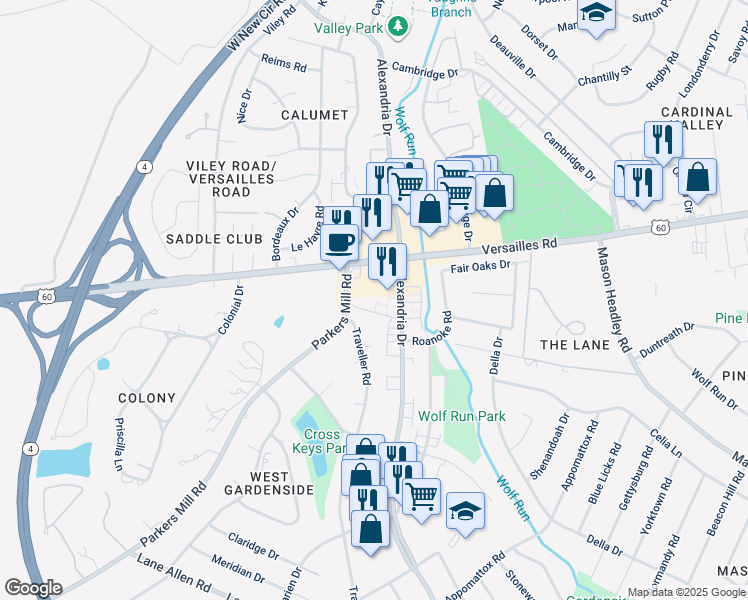 map of restaurants, bars, coffee shops, grocery stores, and more near in 