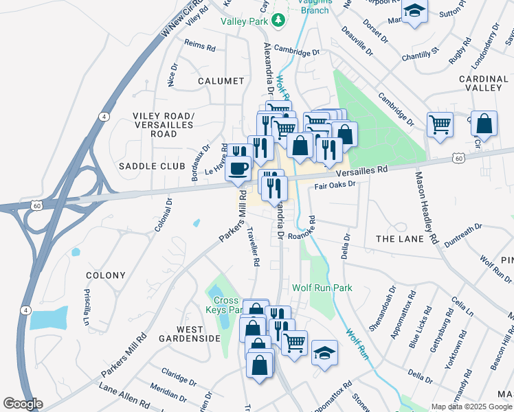 map of restaurants, bars, coffee shops, grocery stores, and more near in 