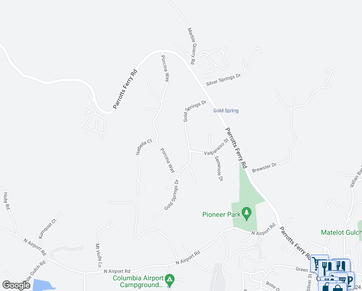 map of restaurants, bars, coffee shops, grocery stores, and more near 23334 Gold Springs Drive in Columbia