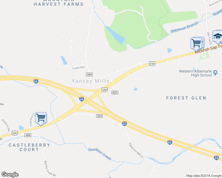 map of restaurants, bars, coffee shops, grocery stores, and more near 388 Yancey Mill Lane in Crozet