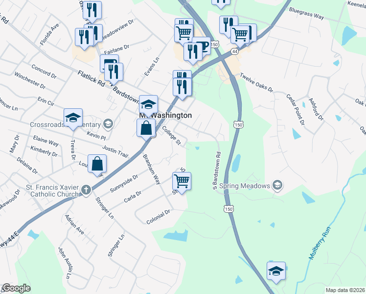 map of restaurants, bars, coffee shops, grocery stores, and more near 183 East Street in Mount Washington