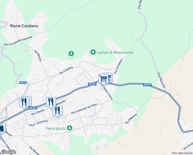map of restaurants, bars, coffee shops, grocery stores, and more near 15 Via Pantelleria in Valderice